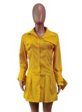 Fall Fashion Yellow Long Sleeve Nipped Waists Shirt