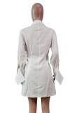 Fall Fashion White Long Sleeve Nipped Waists Shirt