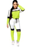 Fall Sports Green Contrast Long Sleeve Two Piece Seatsuits