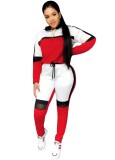 Fall Sports Red Contrast Long Sleeve Two Piece Seatsuits