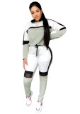 Fall Sports Gray Contrast Long Sleeve Two Piece Seatsuits