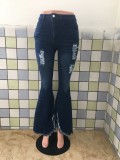 Fall Sexy Denim Ripped Bell-Bottoms Jeans