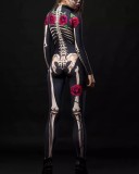 Halloween Skeleton Print Long Sleeve Jumpsuit