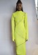 Fall Sexy Yellow Line Design Hollow Out Long Sleeve Long Dress