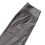 Winter Plus Size Sexy Black Metallic Hoody Shirt and Pants Set