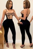 Summer Contrast Color Sexy Tight Strap Party Jumpsuit