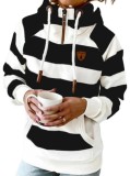 Winter Wide Stripes Hoody Sweatshirt with Front Pocket