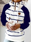 Winter Contract Stripes Hoody Sweatshirt with Front Pocket