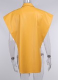 Winter Orange Leather Open Sides Sexy Party Top