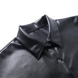 Winter Black Leather Open Sides Sexy Party Top