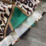Autumn Leopard Print Turtleneck Mature Elegant Long Sleeve Skater Dress