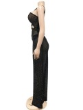 Summer Black Beaded Sexy Long Party Dress