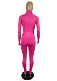 Winter Sports Rose Tight Zipper Top and Pants Set