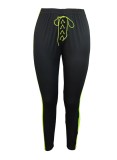 Autumn Lace-Up Contrast Color High Waist Tight Trousers