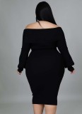 Winter Plus Size Black Sweetheart Long Bodycon Dress
