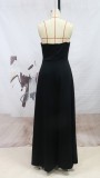 Autumn Occassional White and Black Strapless Long Gown