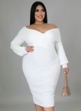 Winter Plus Size White Sweetheart Long Bodycon Dress