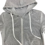 Cotton Blend Fall Casaul Solid Hoodies And Pant Tracksuit