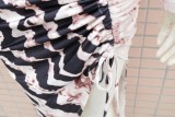 Autumn Party Print Long Sleeve Crop Top and Irregular Long Skirt Set