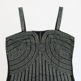 Summer Party Sexy Black Beaded Strap Bodycon Dress