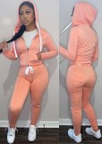 Winter Sports Pink Fleece Hoodies 2PC Tracksuit with Pockets