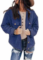 Abrigo de pana de manga larga con botones reales de invierno