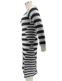 Winter Plus Size Stripes Black Mermaid Party Dress
