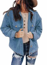 Abrigo de pana de manga larga con botones azules de invierno