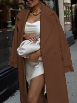 Winter bruine kraag elegante lange jas
