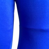 Autumn Formal Blue Slit Fringe Midi Party Dress