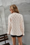 Winter Casual Light Pink Hollow Out Button Up Cardigan Sweater
