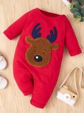 Winter Baby Body Red Christmas Deer Applique Romper