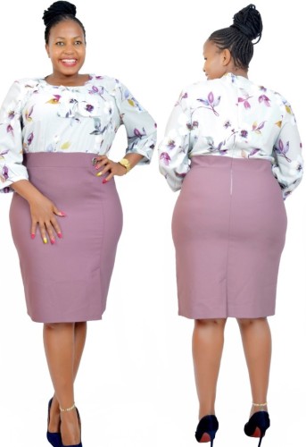 Fall Plus Size Mother of the Bride Elegant Floral Patch Pink Slim Midi Dress