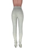 Fall Sexy Grey High Waist Stacked Pant