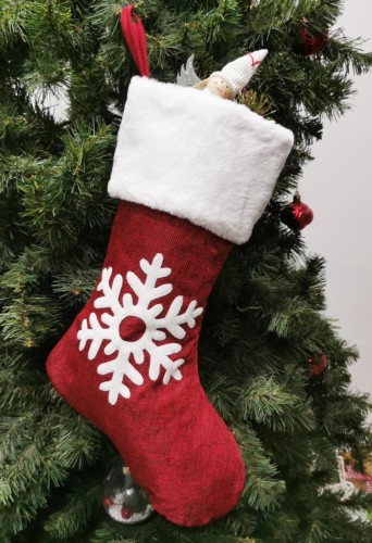 Calzini con decorazioni natalizie Sacchetto di calza regalo di neve di Babbo Natale
