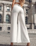 Fall Sexy White High Waist Split Trousers