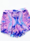 Summer Sexy Purple Pinted Halter Bikni and Beach Shorts 3pcs Swimsuit