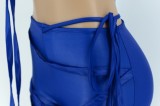 Summer Blue Sexy Tassels Bodycon Crop Top and Pants Set