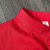 Autumn Casual Red Oversizes O-Neck Pleated Blouse Dress