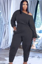 Autumn Casual Black Shirt and Stack Pants Two Piece Set