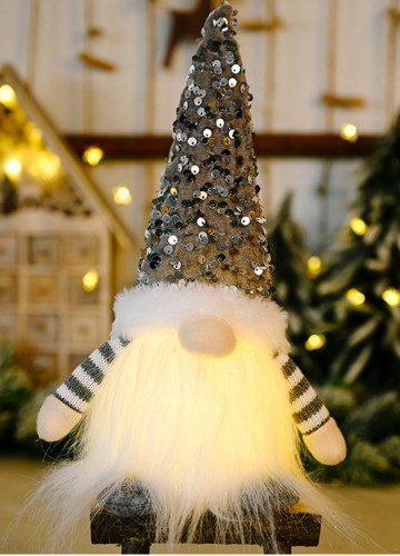 Weihnachtsschmuck Weihnachtsschmuck Pailletten Weihnachtsmann Puppe mit LED-Leuchten (ohne Batterie)
