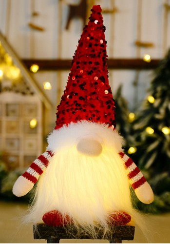 Decorazioni di Natale Ornamenti di Natale Paillettes Bambola di Babbo Natale con luci a LED (senza batteria)