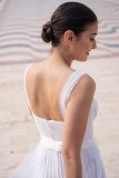 Summer White Push Up Strap Long Bridemaid Wedding Dress