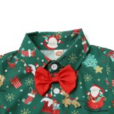 Baby Boy Green Print Santa Claus Bodysuit Christmas Rompers