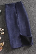 Winter Royal Velours kokerrok met split aan de achterkant en hoge taille