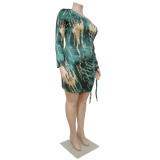 Fall Plus Size Open Shoulder Long Sleeve Bodycon Dress