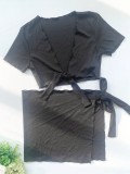 Black 4 Piece Set Cover-Up Swimwear