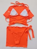 Orange 4 Piece Set Cover-Up Swimwear