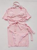 Pink 4 Piece Set Cover-Up Swimwear