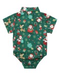 Baby Boy Green Print Santa Claus Bodysuit Christmas Rompers
